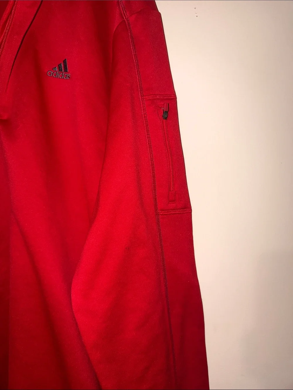 adidas Red Half-Zip Athletic Pullover